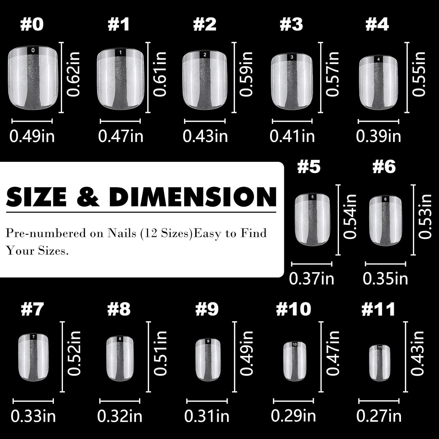 240pc Clear Gel X Short Square Nail Tips