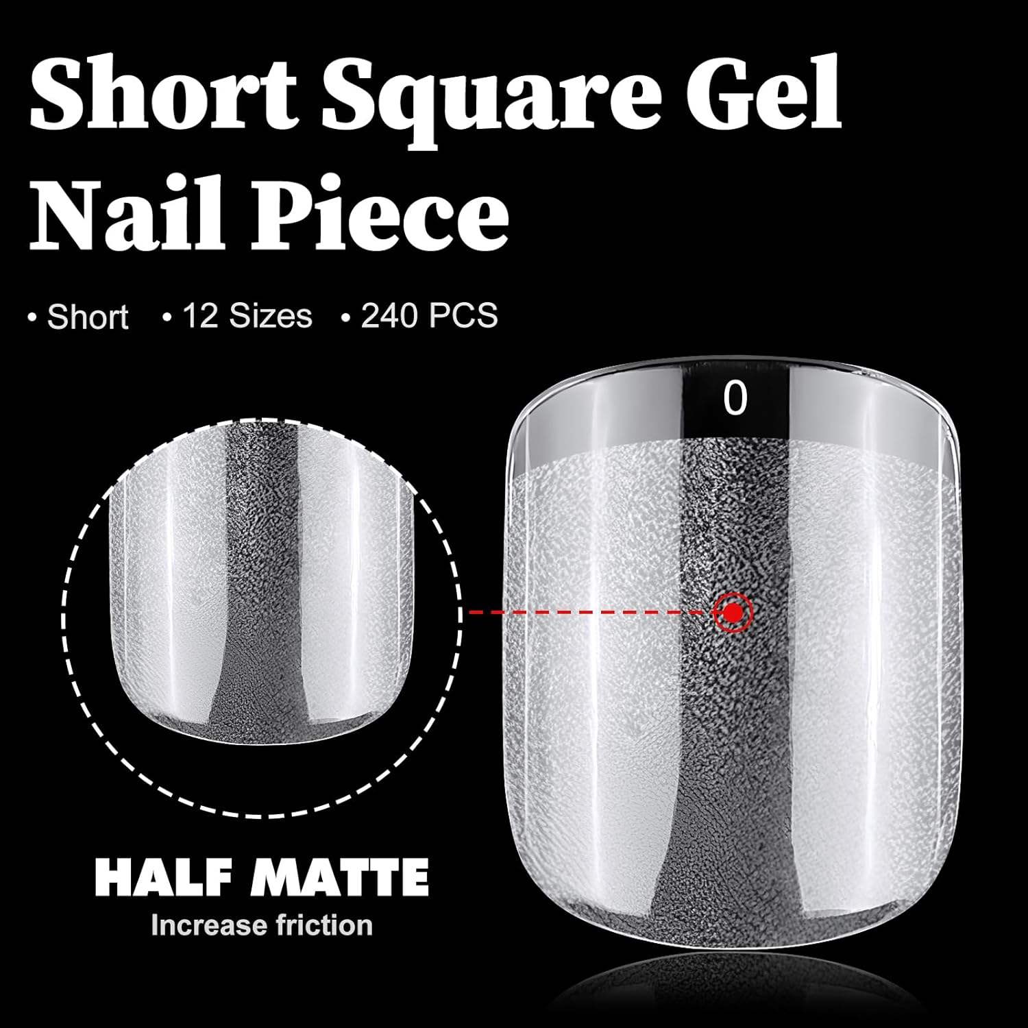 240pc Clear Gel X Short Square Nail Tips