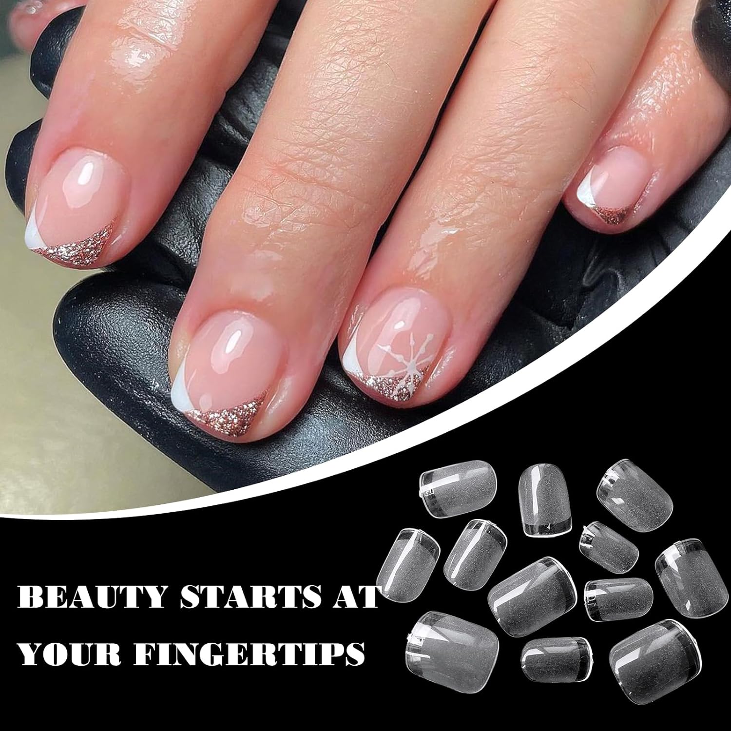 240pc Clear Gel X Short Square Nail Tips