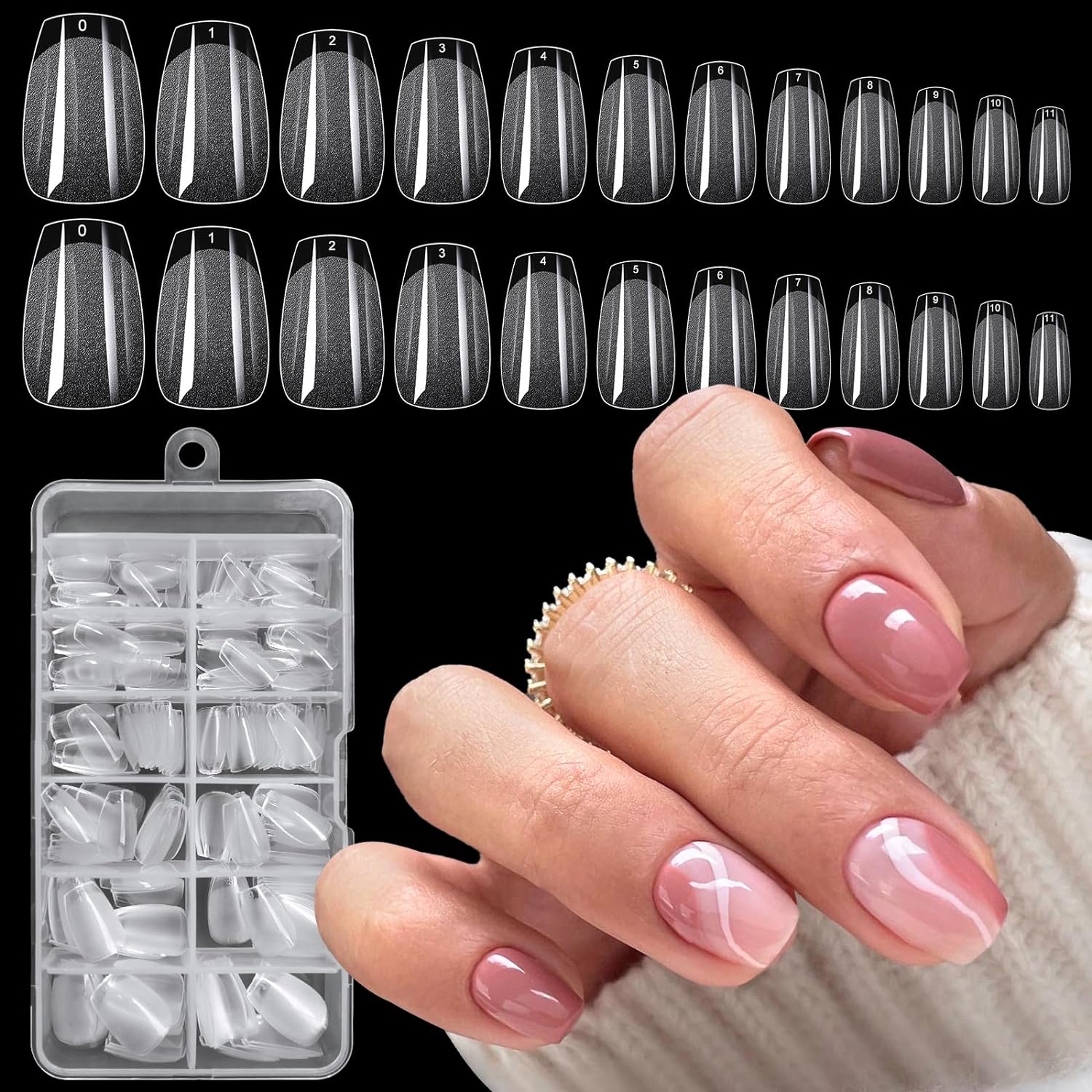 240pc Clear Gel X Short Square Nail Tips
