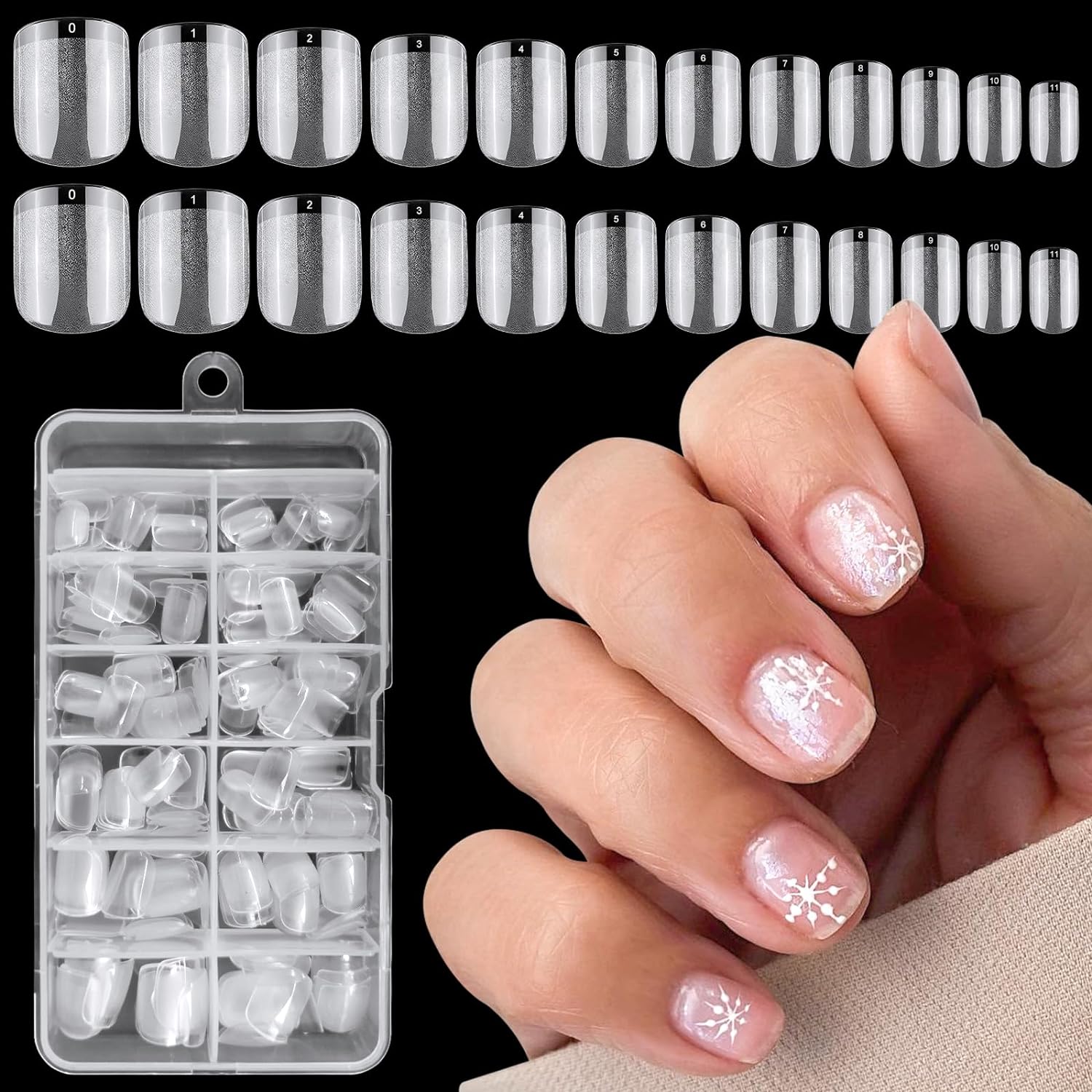 240pc Clear Gel X Short Square Nail Tips